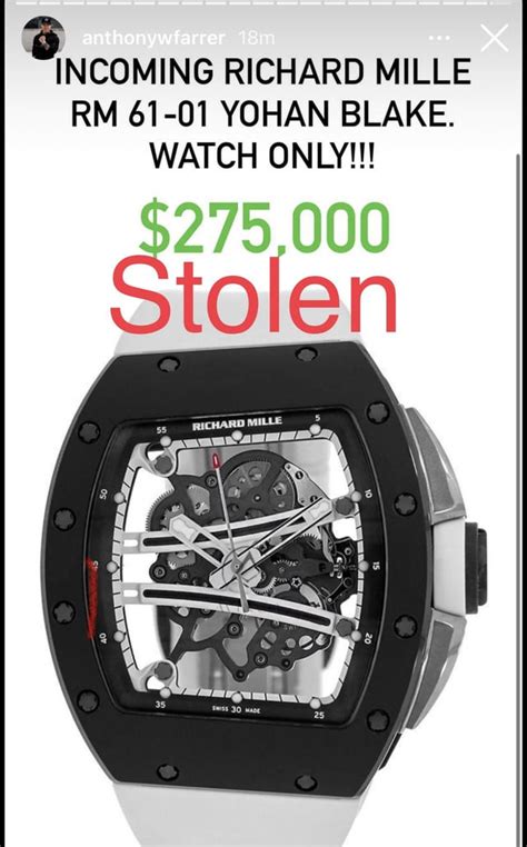 anthony farrer stolen richard mille|anthony farrer watch value.